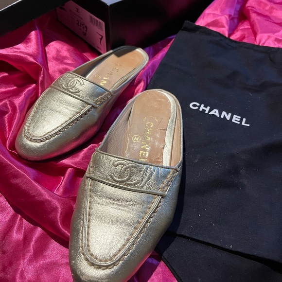 Chanel Gold Slip-On Loafers - Picture 12 of 12
